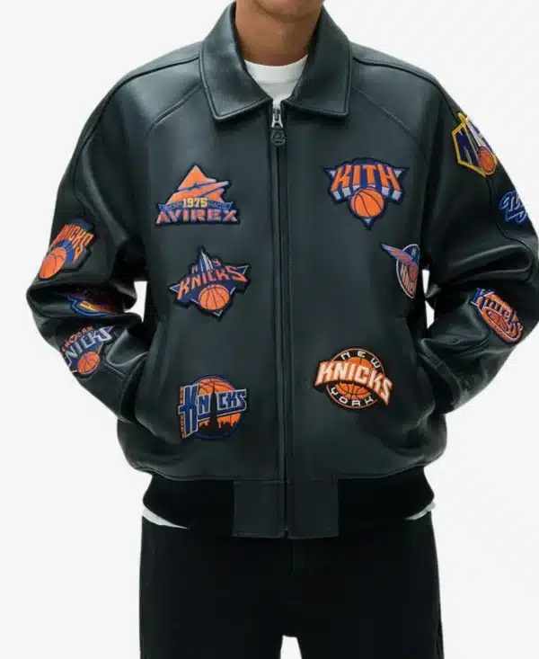 Kith & AVIREX NY Knicks Iconic Bomber Black Jacket