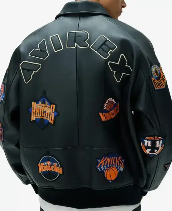 Kith & AVIREX NY Knicks Iconic Bomber Black Jacket - Image 2