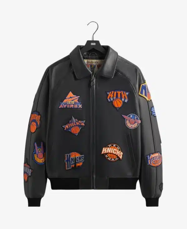 Kith & AVIREX NY Knicks Iconic Bomber Black Jacket - Image 3