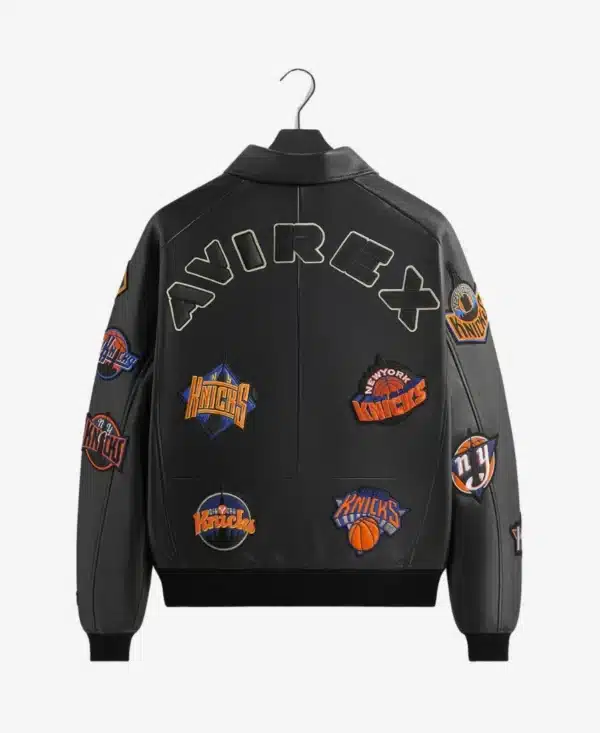 Kith & AVIREX NY Knicks Iconic Bomber Black Jacket - Image 4