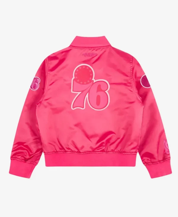 Philadelphia 76ers Triple Pink Satin Jacket