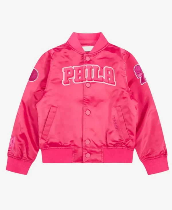 Philadelphia 76ers Triple Pink Satin Jacket