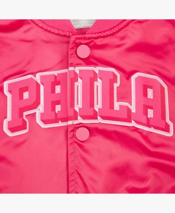 Philadelphia 76ers Triple Pink Satin Jacket