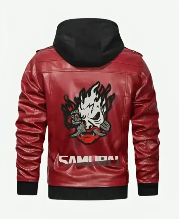 Cyberpunk 2077 Premium Hooded Red Leather Jacket - Image 2