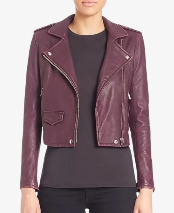 Kate Miner Shameless S11  Maroon Leather Jacket