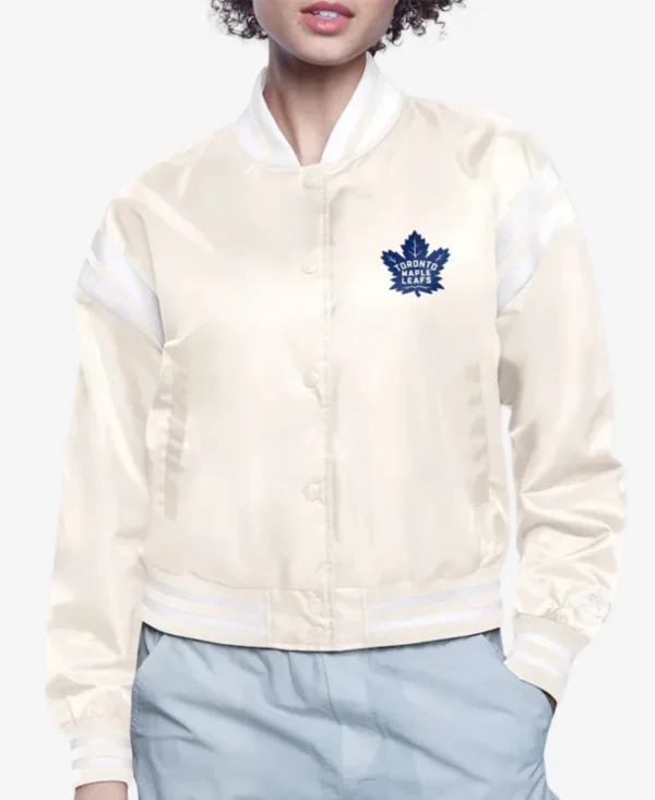 Toronto Maple Leafs Printed Logo Varsity Satin Jacket