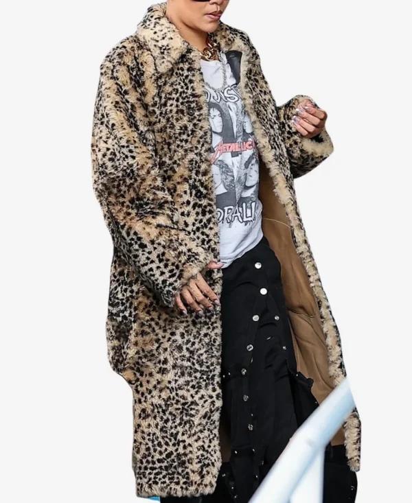 Rihanna Leopard Print Long Coat